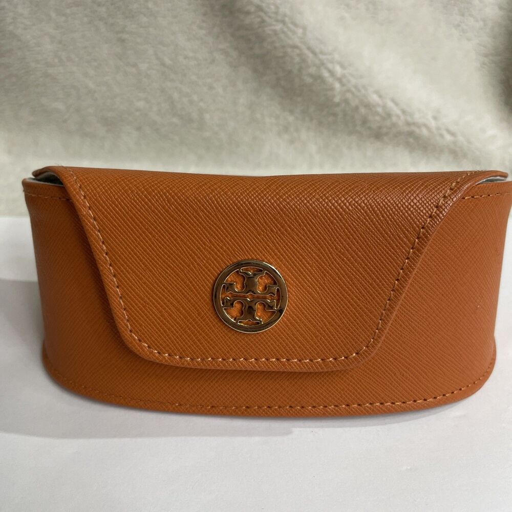 Tory Burch Orange Gold Logo Sunglasses Case Hard Sided